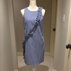 Blue Gingham Midi Dress